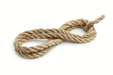 Fototapeta premium A close-up view of a knot tied in rope, set against a plain white background