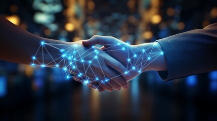 Digital connectivity  professional handshake overlay for abstract wallpaper or background