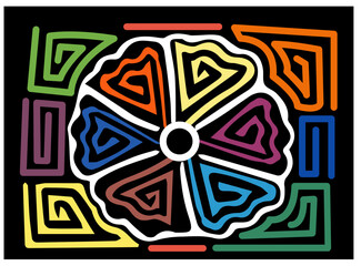 Mola flower design of colors from Panama and Colombia