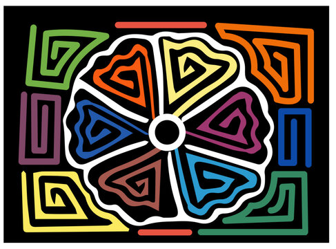 Mola flower design of colors from Panama and Colombia