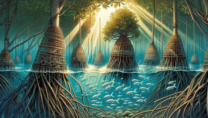 Kelp Forests: Tall kelp providing shelter and food for diverse species.