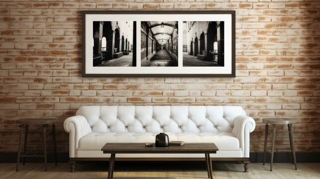 brick blurred modern vintage interior art frame
