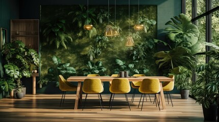 Fototapeta premium ery blurred green home interior