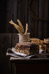 Loaf wholegrain bread with seeds