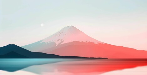 Fototapeta premium JAPAN, Mt.Fuji, pink, beautiful landscape