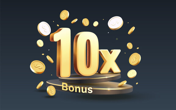 10x winner banner, promotion flyer, prize label. Vector illustration