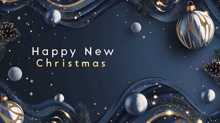 happy new year and Christmas in italic written with 'feliz navidad ' isolated on the deep blue and red background 
