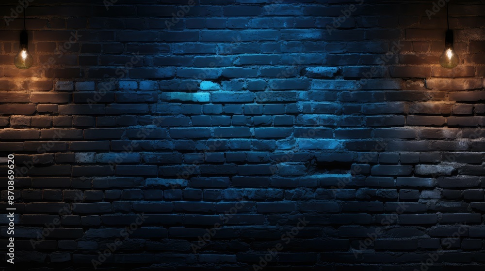 Wall mural soft dark blue brick wall