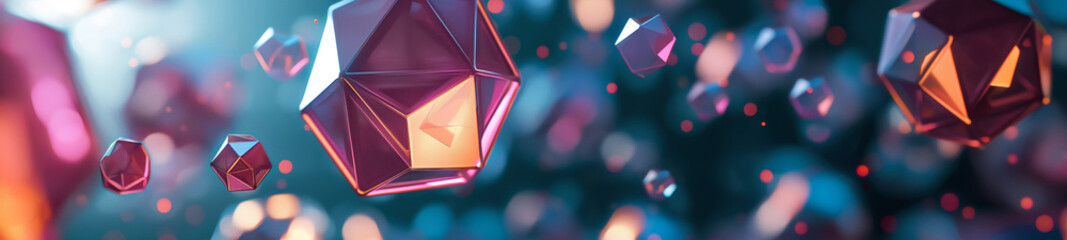 Abstract  Geometric Shapes with Futuristic Glow and Symmetrical Design