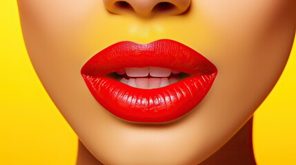 Obraz premium close lipstick yellow background