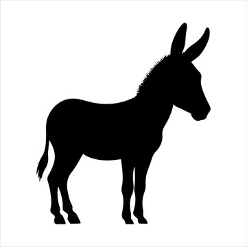 recommend clip art: Donkey silhouette on white background. Donkey icon flat vector illustration design.