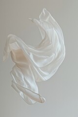 A white cloth spreads out and floats in the air, with no visible anchor or support