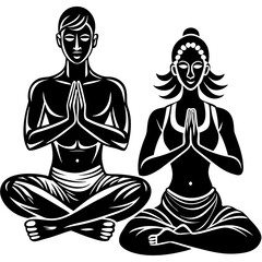 two yogis a man and a woman sit together in the