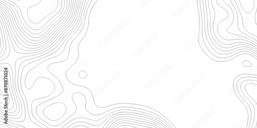 Poster topographic map background geographic line map with seamless ornament design. the black on white con