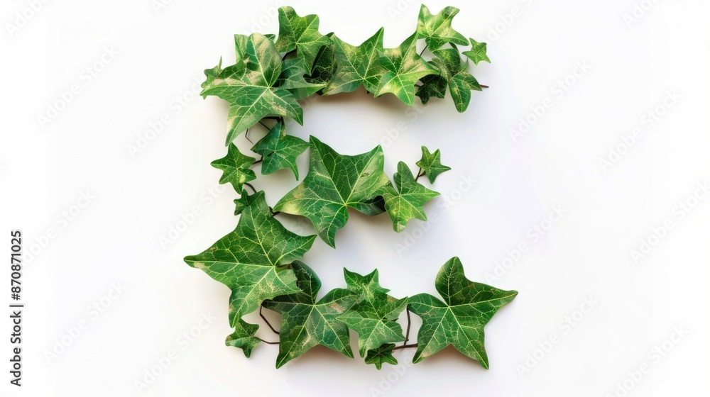 Poster a detailed image of a magnified view of the structure of an e, showing ivy leaves forming the shape