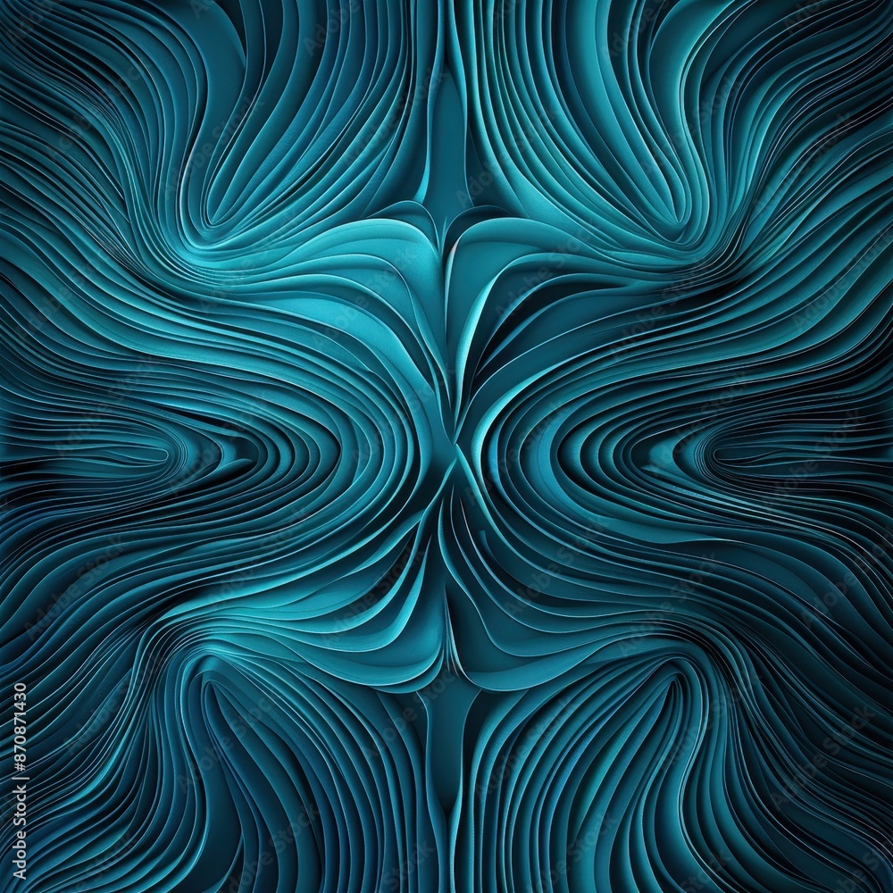 Aufkleber Abstract teal fluid pattern with flowing lines and curves, creating a mesmerizing and dynamic visual effect. Perfect for backgrounds or designs.