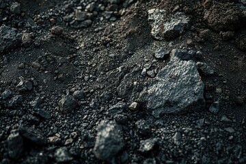 A detailed view of a mixture of soil and stones