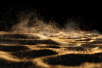 A close-up shot of sand blowing in the wind, revealing individual grains and textures
