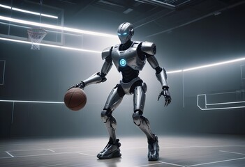 robot playing basketball