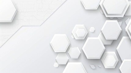 Minimalistic 3D Hexagons Background. Conceptual Light Wallpaper In Ultra Definition. Clear Blank Subtle Textured Banner Background.