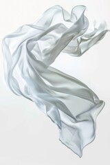 A close-up shot of a white cloth floating in the air, perfect for illustrations on wind, freedom, or movement