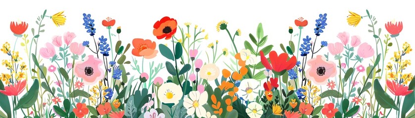 Flower arrangement, garden design, flat design illustration