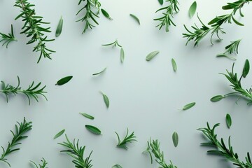 A bunch of green leaves on a white surface