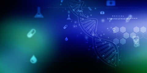 2d illustration of dna structure, abstract background