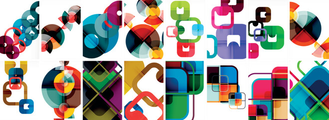 Trendy minimal colorful geometric shapes. Abstract background collection. Vector Illustration For Wallpaper, Banner, Background, Card, Book Illustration, landing page