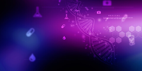 2d illustration of dna structure, abstract background