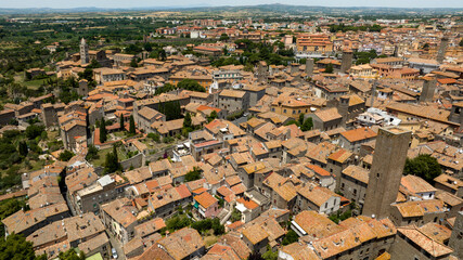 Aerial view of the historic center of Viterbo, Lazio, Italy.