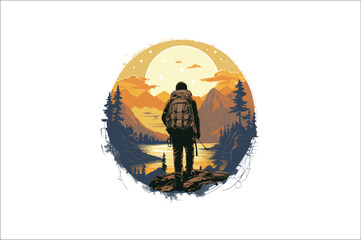 Backpack vector . Hiking Camping and climbing Backpack illustration. traveling Backpack. 