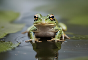 Cute green frog