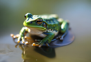 Cute green frog