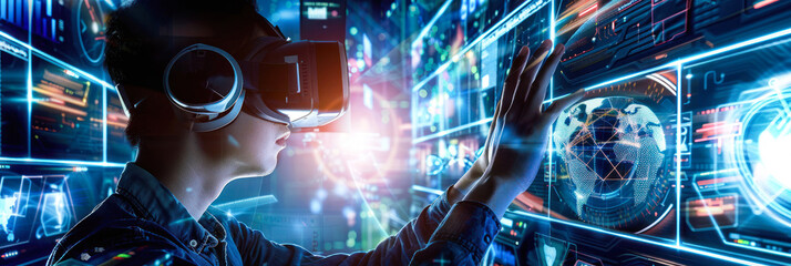 Immersive VR interaction, person interacting with data