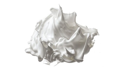 Fototapeta premium A close-up of a fluffy whipped cream swirl on a white background, ideal for food or dessert-related uses