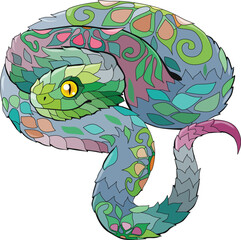 Zentangle snake. Hand drawn decorative vector illustration.