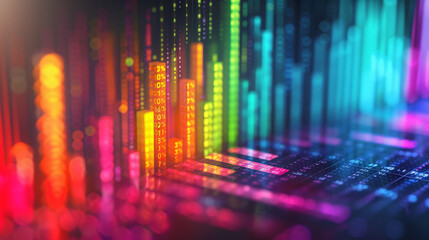 Colorful bar charts going up and down