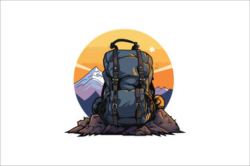 Backpack Vector Illustration. Hiking  Backpack illustration. traveling Backpack vector. 