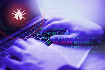 Virus computer and malware scan; cyber security concept