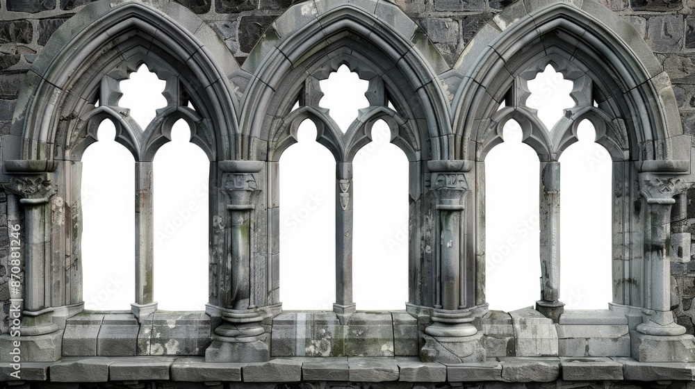 Poster a large stone building with a clock on its side, suitable for use in architecture or urban planning 