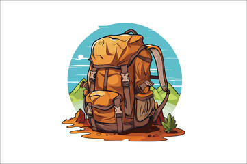 Backpack Vector Illustration. Hiking  Backpack illustration. traveling Backpack vector. 
