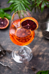 Aperol spritz cocktail with blood orange