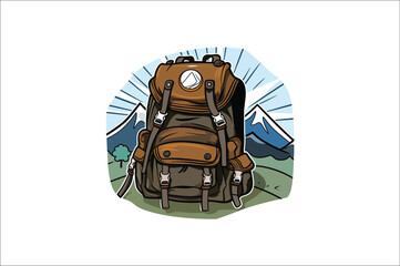 Backpack Vector Illustration. Hiking  Backpack illustration. traveling Backpack vector. 
