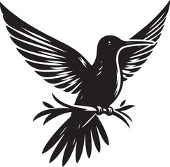 Humming bird silhouette vector illustration. Vector Collection of Bird Silhouettes