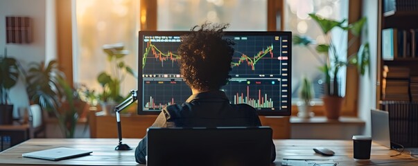Financial Analyst Reviewing Market Charts and Economic Reports in Quiet Office