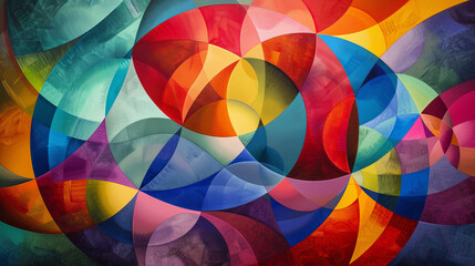 Obraz premium Abstract art uses geometric shapes and colors to create patterns and designs.