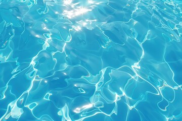Obraz premium A photorealistic image of the top view of blue water in swimming pool, with light reflecting on it 