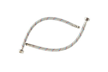 Flexible eyeliner for the faucet. Hoses for a mixer in close-up on a white background
