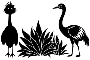 brolga bush baby cassowary haed icon silhouette vector illustration 